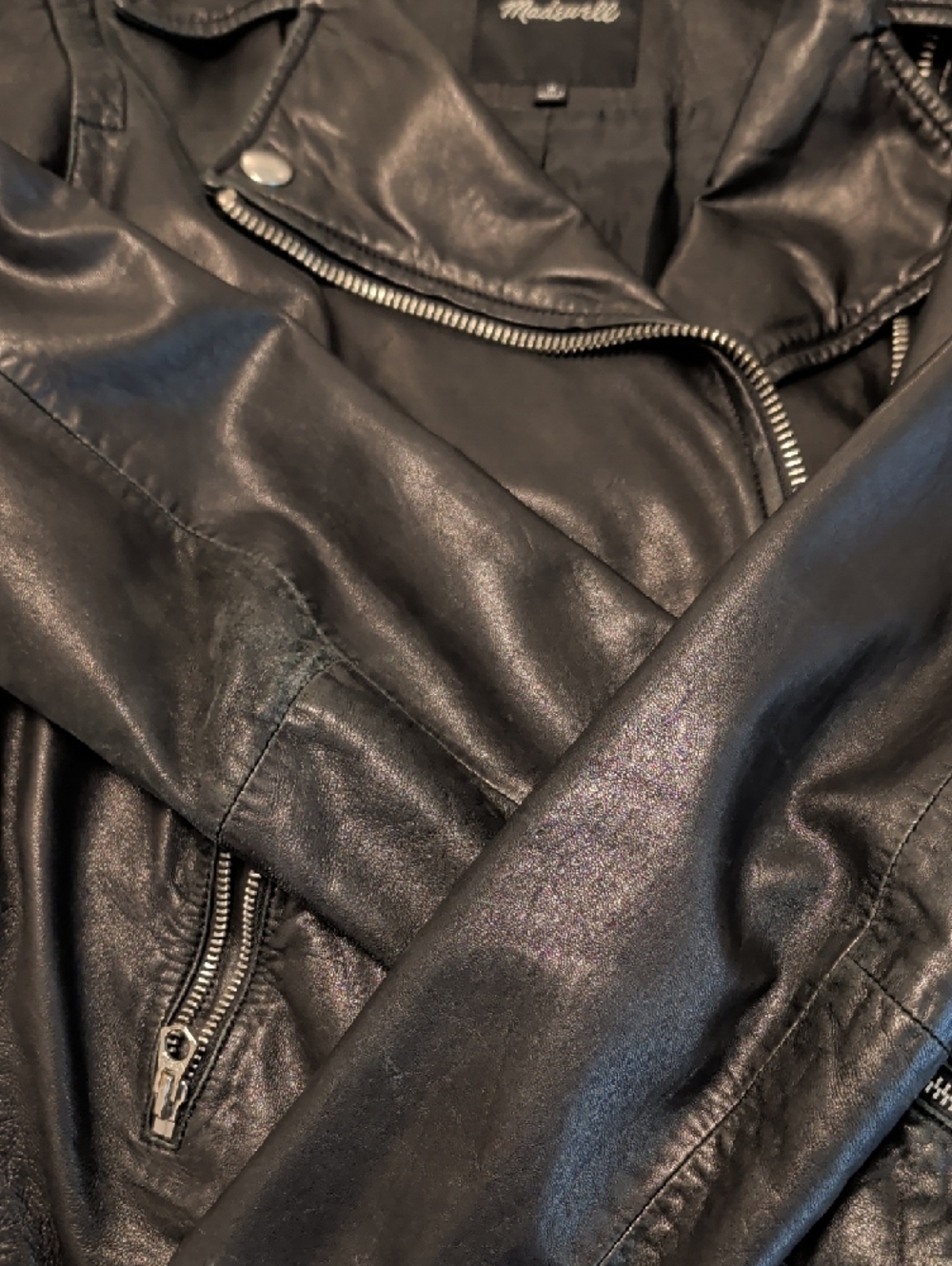 Madewell Black Leather Moto Jacket - Picture 8 of 9